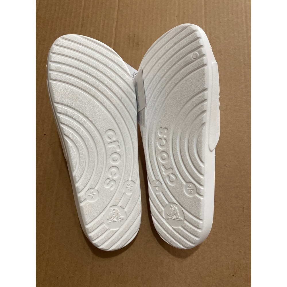 Crocs Classic Logo White Slip On Slides Women's 10 Men 8 Sandals 210088-100 NWT - Picture 6 of 7